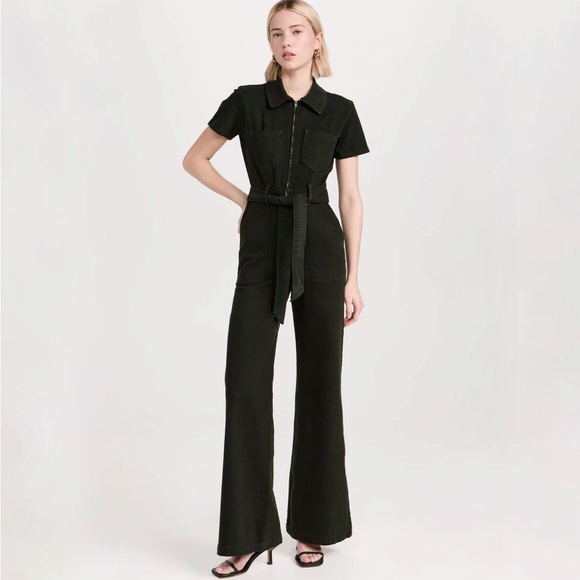 GOOD AMERICAN Moss Fit For Success Palazzo Jumpsuit
 Dark Green - Picture 2 of 10